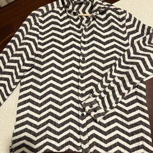 Chevron Shacket Rainbow Threaded  Santa Fe Style 100% Cotton Button Up Warm 90’s